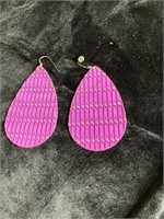 Purple leather earrings