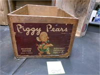 vintage piggy pears fruit wood crate