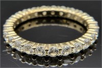 Gold Tone Sterling Eternity Band Ring, Sz 8