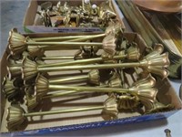 BOX OF TALL BRASS CANDLE HOLDERS