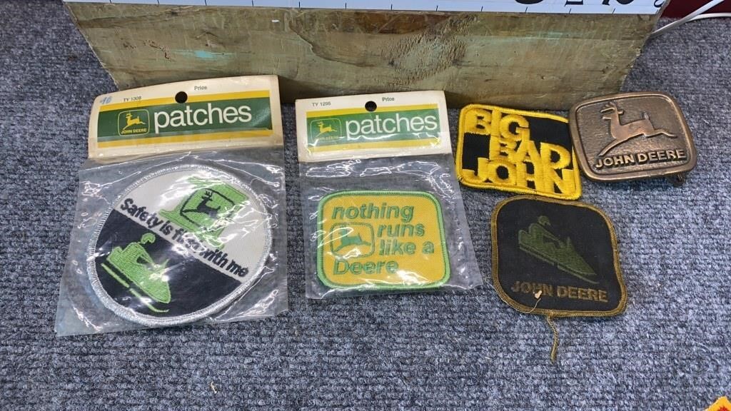 Vintage John Deere Patches and Belt Buckle