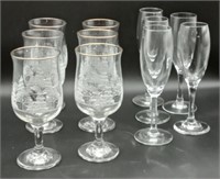 (X) Christmas Wine Glasses & Clear 7"- 8" Tall