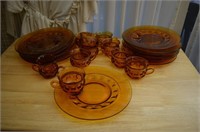 Large Vintage Amber Snack Set 22 Pieces **