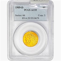 1909-D $5 Gold Half Eagle PCGS AU55