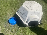 dog house and heated water bowl