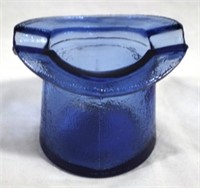 Blue Glass Top Hat Ashtray - 3 x 2.5