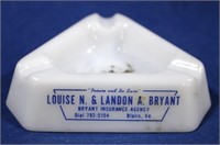 Vintage Milk Glass Advertising Ashtray