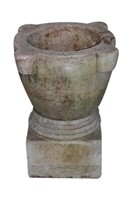 Large Carved Marble Mortar on Base