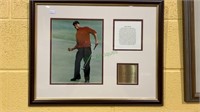 Framed Tiger Woods grand slam champion souvenir,