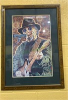 Framed print of Merle Haggard guitar player and
