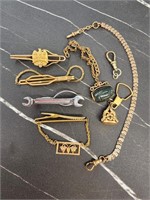 Men's jewelry lot tie clips pocket watch