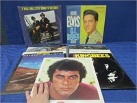 11 vinyl records: elvis -blues brothers -kingbees