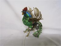 BEAUTIFUL METAL AND ENAMEL ROOSTER 4.5"T