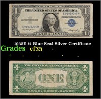 1935E $1 Blue Seal Silver Certificate Grades vf++