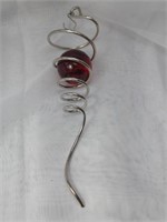 Spiral Tail Silver Wind Blow Red Glass Ball