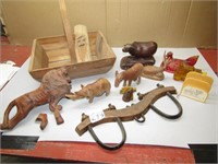 WOOD TOTE , WOOD ANIMALS, MORE