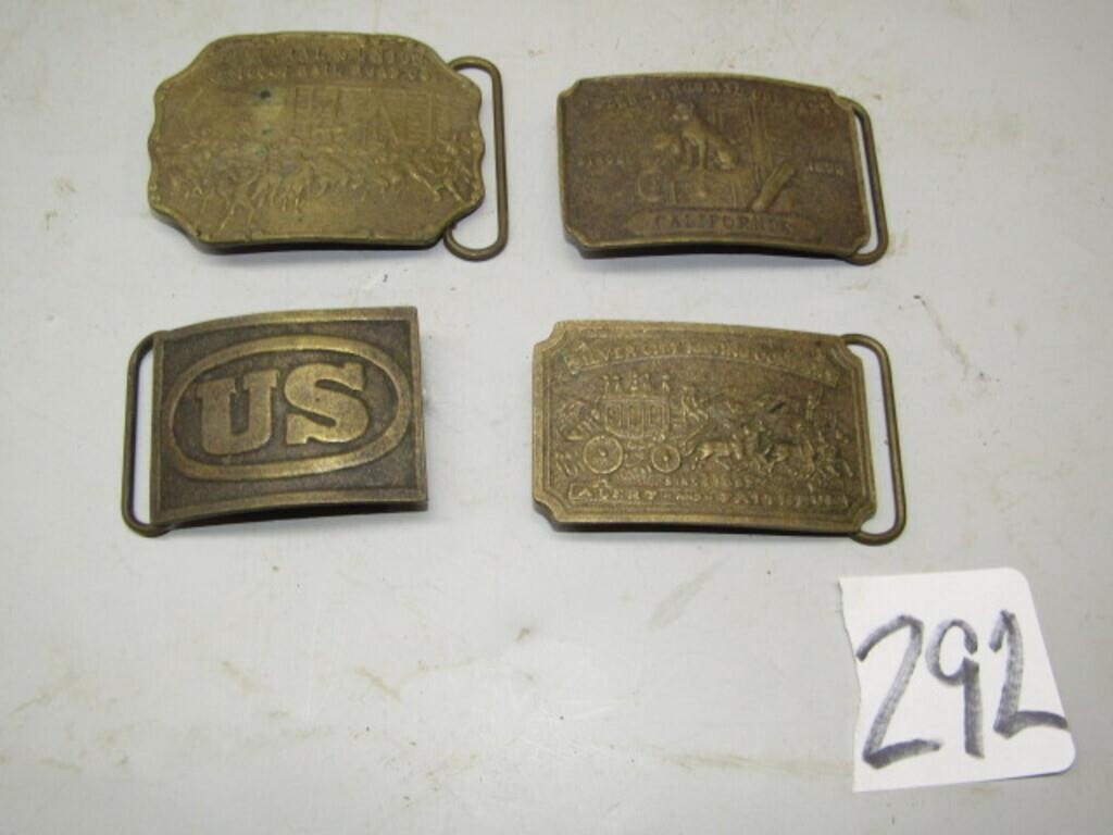4 COLLECTOR BELT BUCKELS, CENTRAL & UNION PACIFIC