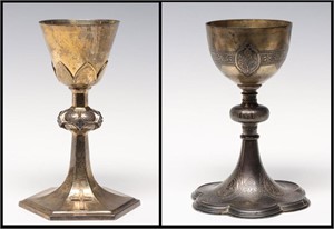 ANTIQUE STERLING AND SILVERPLATED FRENCH CHALICES
