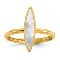 14 Kt- Mother of Pearl Marquise Cut Fancy Ring