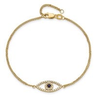 14 Kt-Diamond Sapphire Evil Eye Bracelet