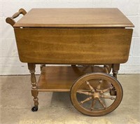 Vintage Wooden Tea Cart w/ Drop Leaves & Drawer