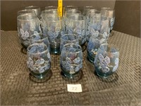 Libbey Eventide Glassware Blue Enamel Leaves