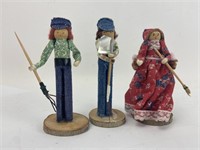 (3) VTG Folk Art Clothespin Dolls