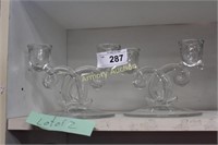 LARIAT DEPRESSION GLASS CANDLE HOLDERS