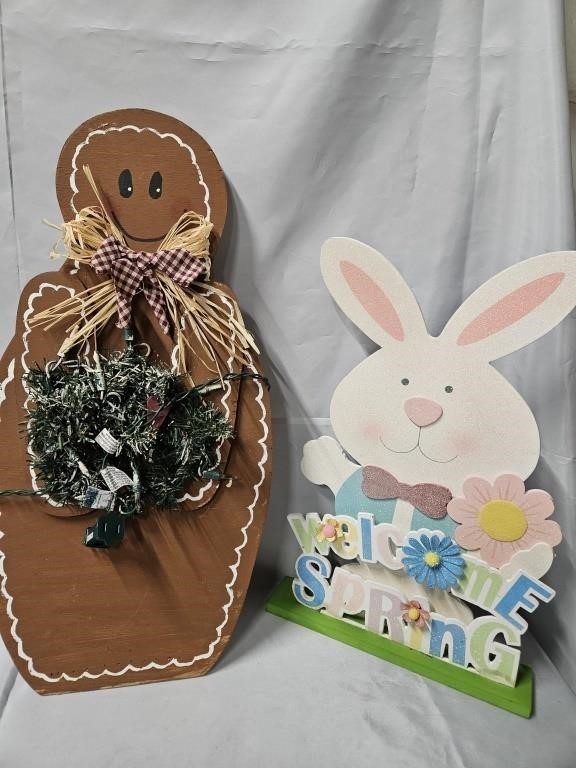 18"X12" EASTER SIGN & 22"X11" GINGERBREAD MAN SIGN