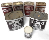Lot of 7,Hershey Cocoa Tins,Syrup Can,8 oz,1lb
