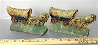 Antique Covered Wagon Hubley? Bookends See Photos