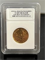 2008 Martin Van Buren Dollar 24 KT Gold Enriched