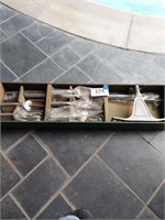 Lot of gardening tools in wood box
