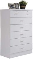 Hodedah White Chest of Drawers with Locks