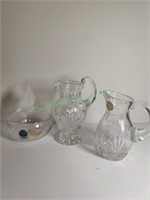 Two Small Crystal Vases & Lenox Covered Dish
