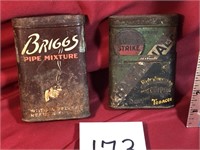 2 tobacco tins, Briggs & Lucky Strike