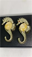 Pair of seahorse pins, 2.25-in, one eye missing