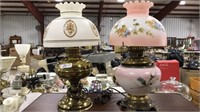 2 HAND PAINTED SHADE TABLE LAMPS