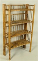 VINTAGE BURNT BAMBOO ETAGERE