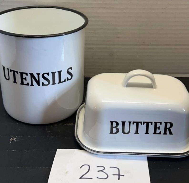 Metal utensils and butter containers