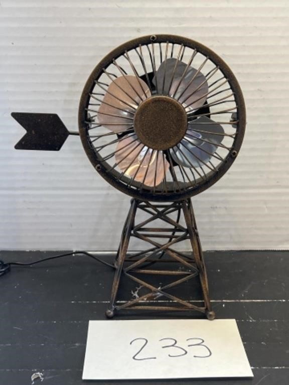 Decorative wind mill desk fan