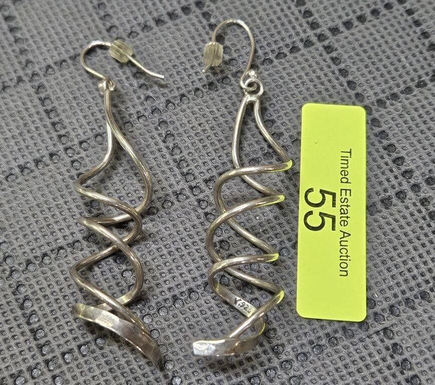 STERLING SILVER SPIRAL DANGLE EARRINGS