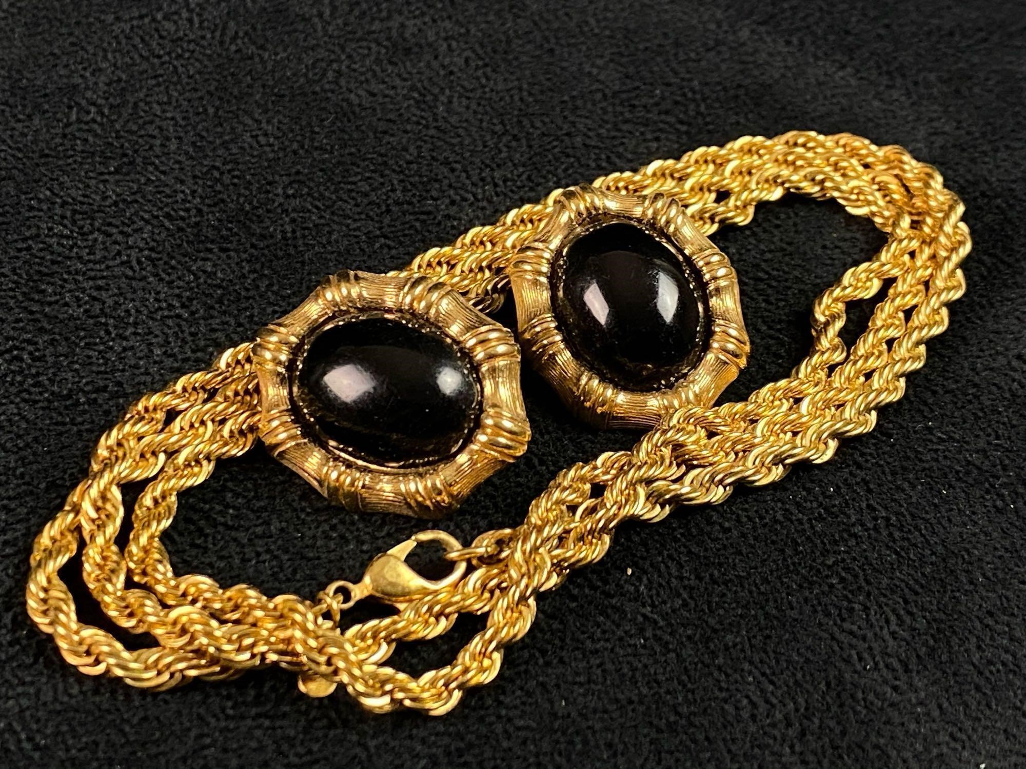 Vintage Gold Plated Rope Necklace & Earrings