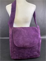 Saks Fifth Avenue Purple Velvet Leather Purse