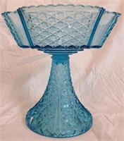 Light blue glass footed bowl