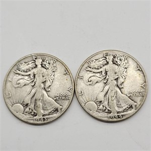 1943 & 1944 WALKING LIBERTY HALF DOLLARS