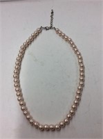 16 Inch Pink Pearl 7mm Strand Necklace