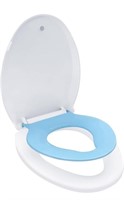 Toilet seat cover with blue toddler seat