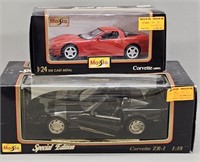 Two Collectible Die Cast Corvettes