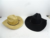 Lot of 2 Cowboy Hats - Straw & Rodeo King Wool